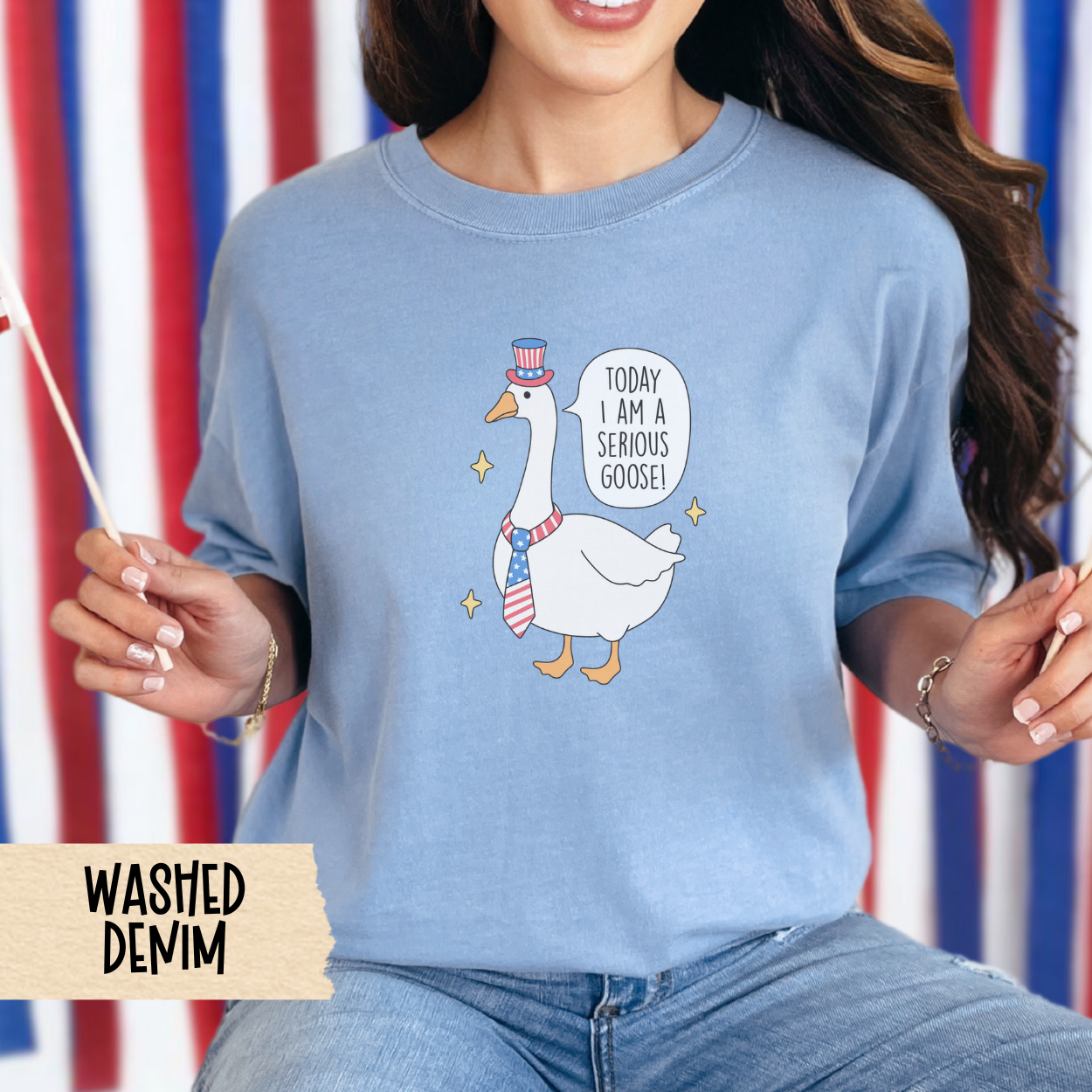 Serious goose shirt, funny 4th of July tee, patriotic goose shirt, comfort colors shirt, quirky USA shirt, red white blue outfit, July 4