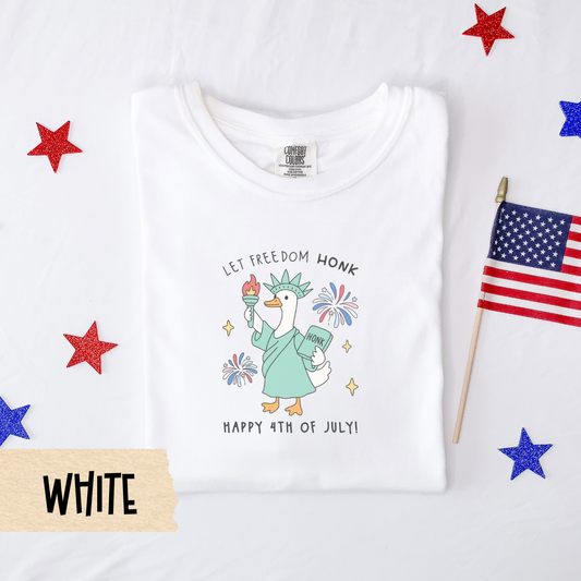 Let freedom honk shirt, statue of liberty goose tee, 4th of July funny shirt, comfort colors tee, patriotic goose shirt, USA graphic shirt