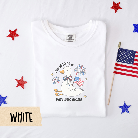 Patriotic goose shirt, proud goose tee, silly 4th of July shirt, comfort colors tee, USA goose shirt, funny fireworks shirt, July 4 outfit