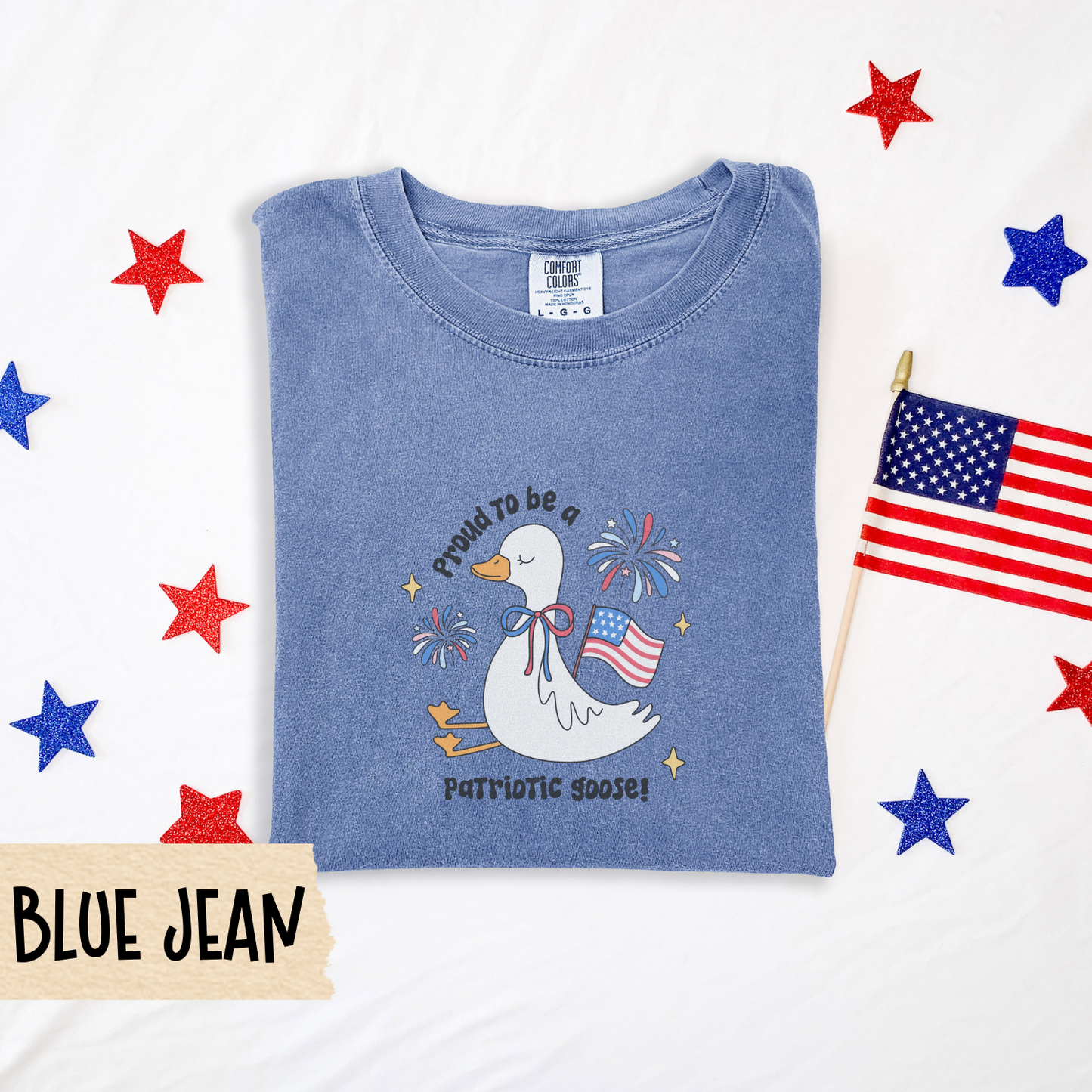 Patriotic goose shirt, proud goose tee, silly 4th of July shirt, comfort colors tee, USA goose shirt, funny fireworks shirt, July 4 outfit