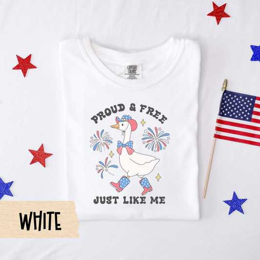 Proud and free shirt, patriotic goose tee, 4th of July comfort colors shirt, funny USA shirt, strutting goose tee, red white blue outfit