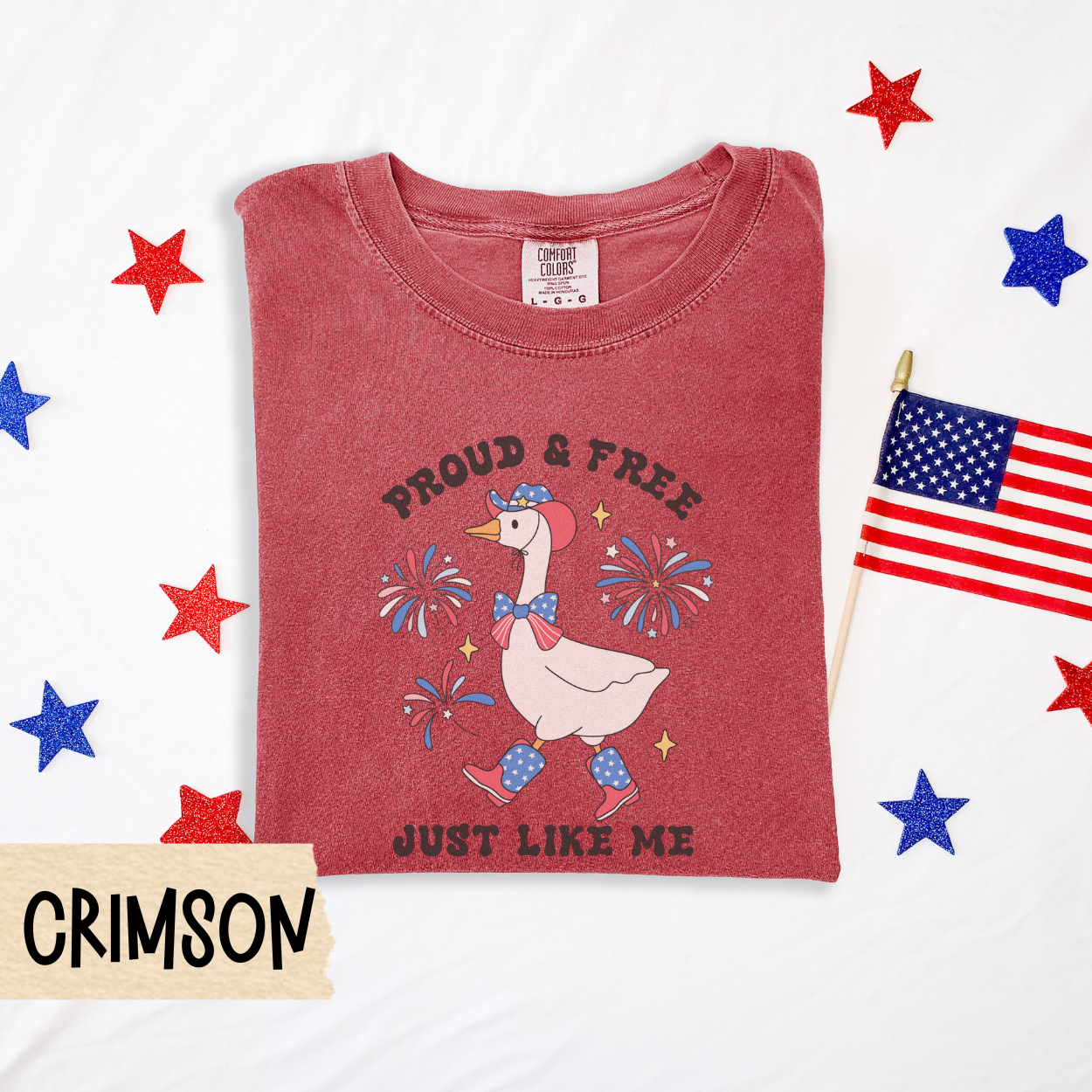 Proud and free shirt, patriotic goose tee, 4th of July comfort colors shirt, funny USA shirt, strutting goose tee, red white blue outfit