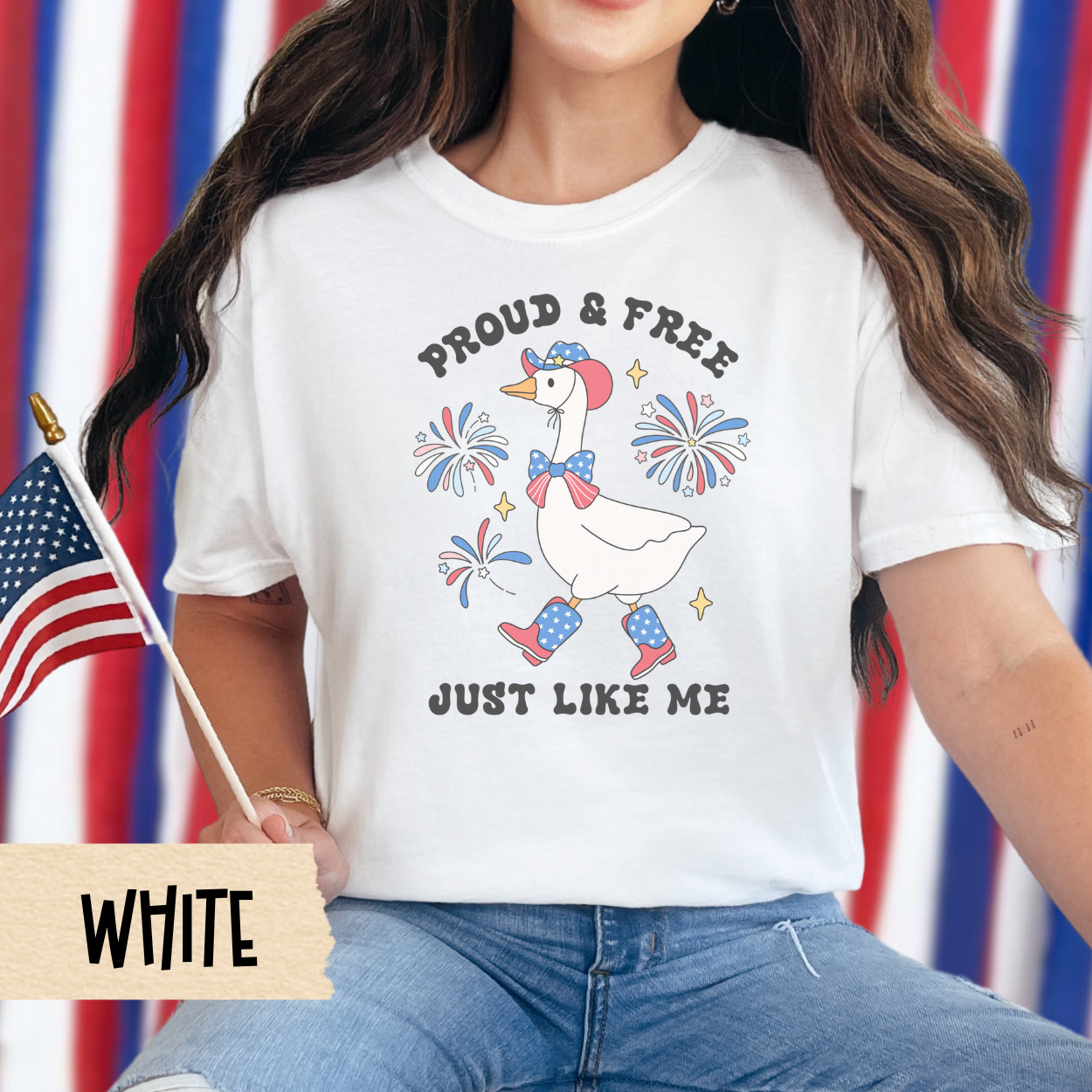 Proud and free shirt, patriotic goose tee, 4th of July comfort colors shirt, funny USA shirt, strutting goose tee, red white blue outfit
