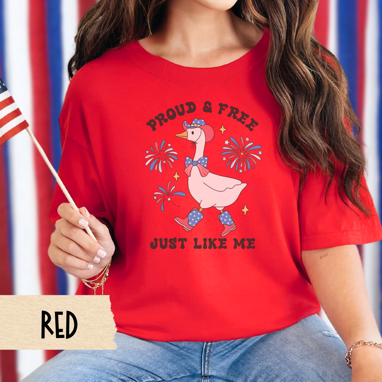 Proud and free shirt, patriotic goose tee, 4th of July comfort colors shirt, funny USA shirt, strutting goose tee, red white blue outfit
