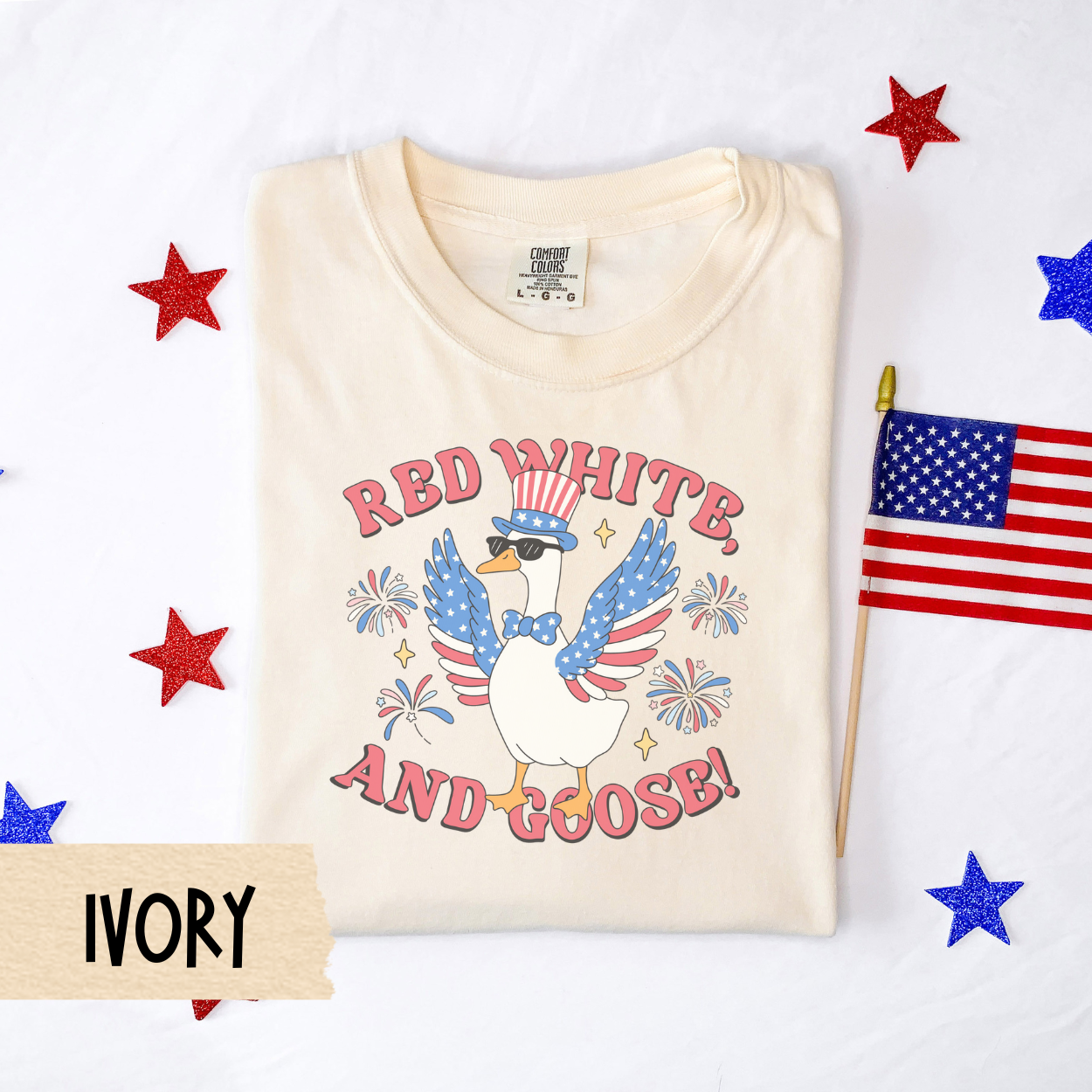 Red white and goose shirt, patriotic goose tee, funny 4th of July shirt, comfort colors tee, USA graphic tee, silly summer shirt, July 4