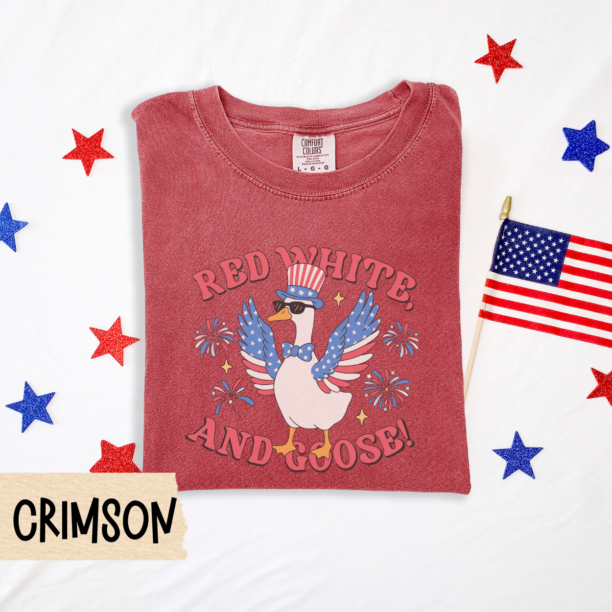 Red white and goose shirt, patriotic goose tee, funny 4th of July shirt, comfort colors tee, USA graphic tee, silly summer shirt, July 4