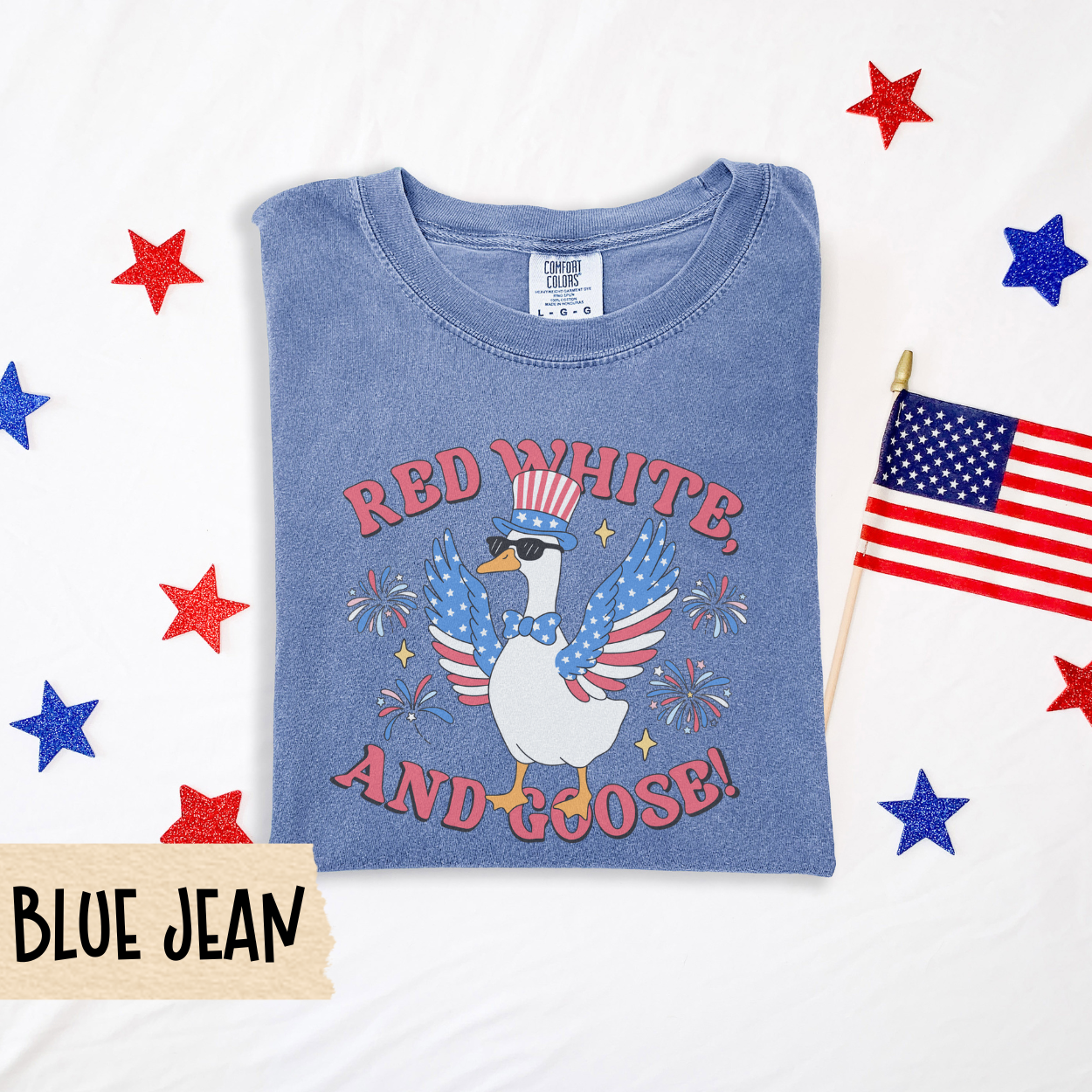 Red white and goose shirt, patriotic goose tee, funny 4th of July shirt, comfort colors tee, USA graphic tee, silly summer shirt, July 4