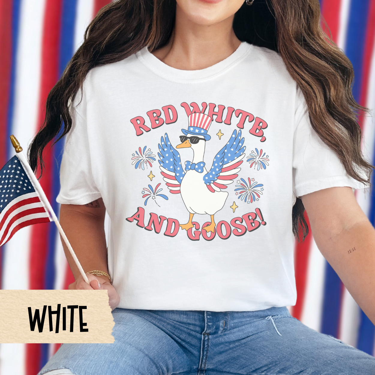 Red white and goose shirt, patriotic goose tee, funny 4th of July shirt, comfort colors tee, USA graphic tee, silly summer shirt, July 4