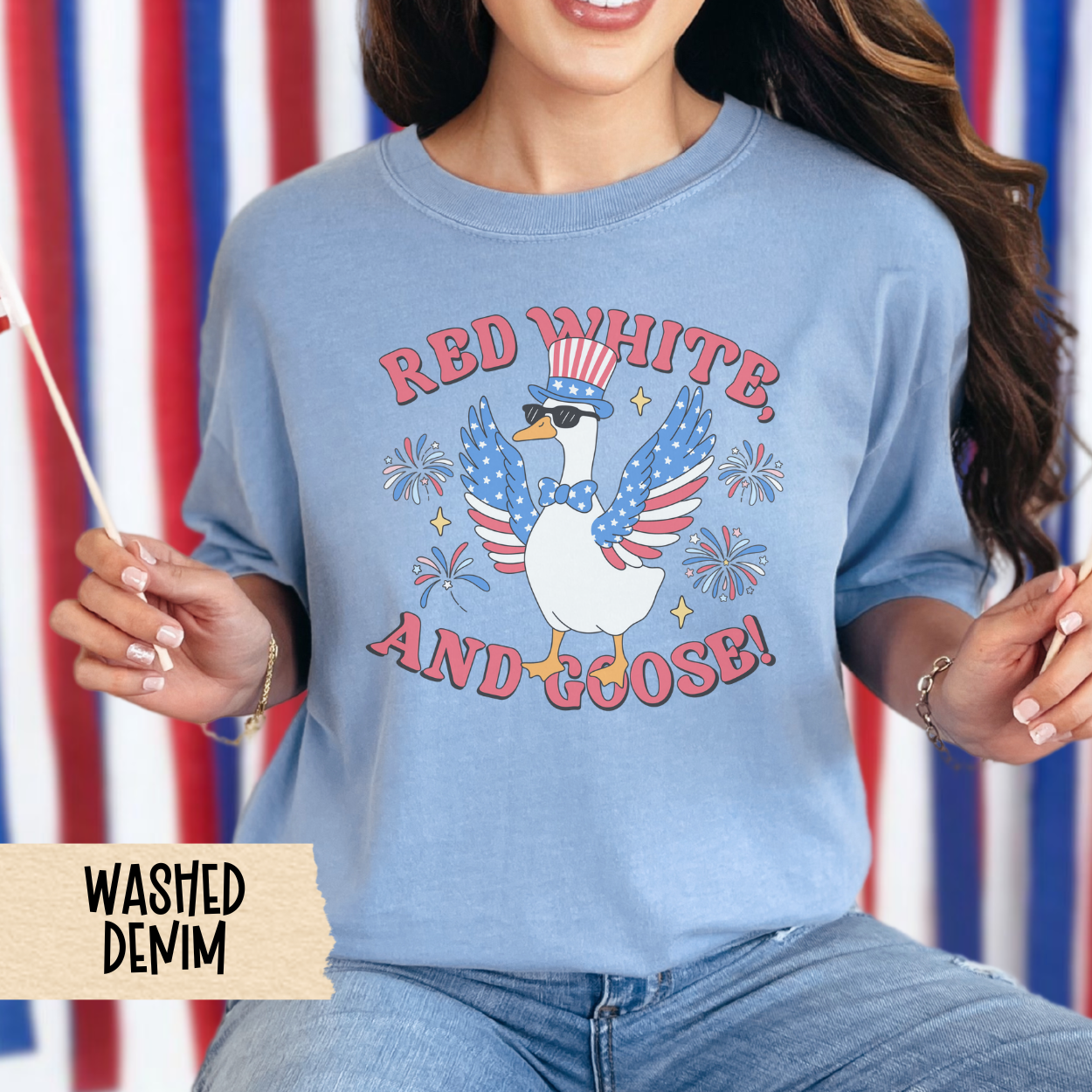 Red white and goose shirt, patriotic goose tee, funny 4th of July shirt, comfort colors tee, USA graphic tee, silly summer shirt, July 4