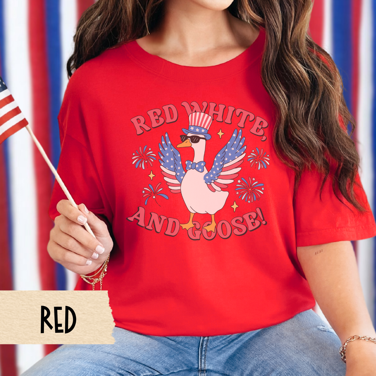 Red white and goose shirt, patriotic goose tee, funny 4th of July shirt, comfort colors tee, USA graphic tee, silly summer shirt, July 4