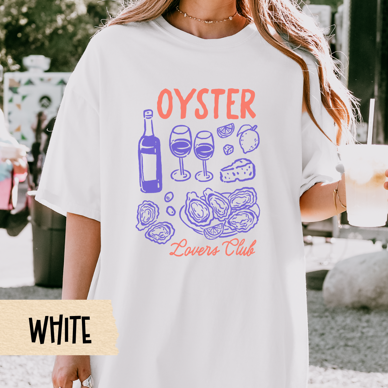 Oyster Wine Shirt, Seafood Lover Tee, Comfort Colors T-Shirt, Coastal Picnic Style, Gourmet Graphic Shirt, Mediterranean Foodie Top