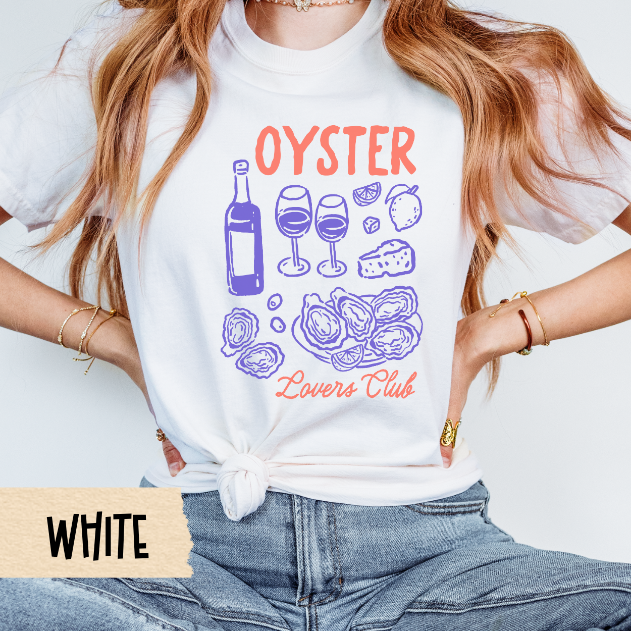 Oyster Wine Shirt, Seafood Lover Tee, Comfort Colors T-Shirt, Coastal Picnic Style, Gourmet Graphic Shirt, Mediterranean Foodie Top