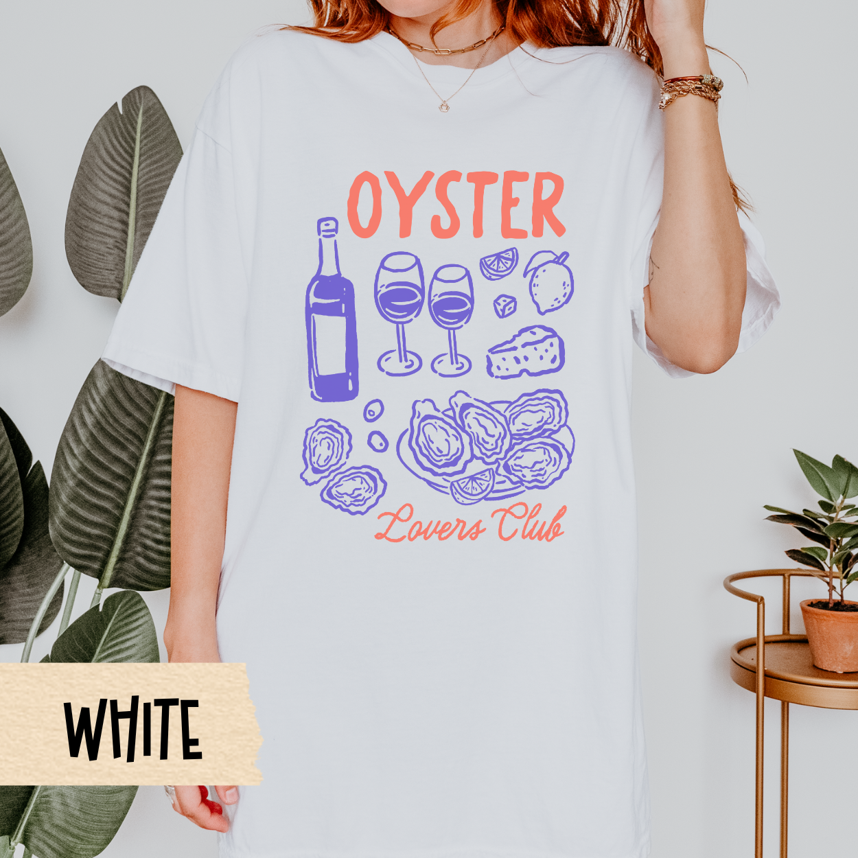 Oyster Wine Shirt, Seafood Lover Tee, Comfort Colors T-Shirt, Coastal Picnic Style, Gourmet Graphic Shirt, Mediterranean Foodie Top
