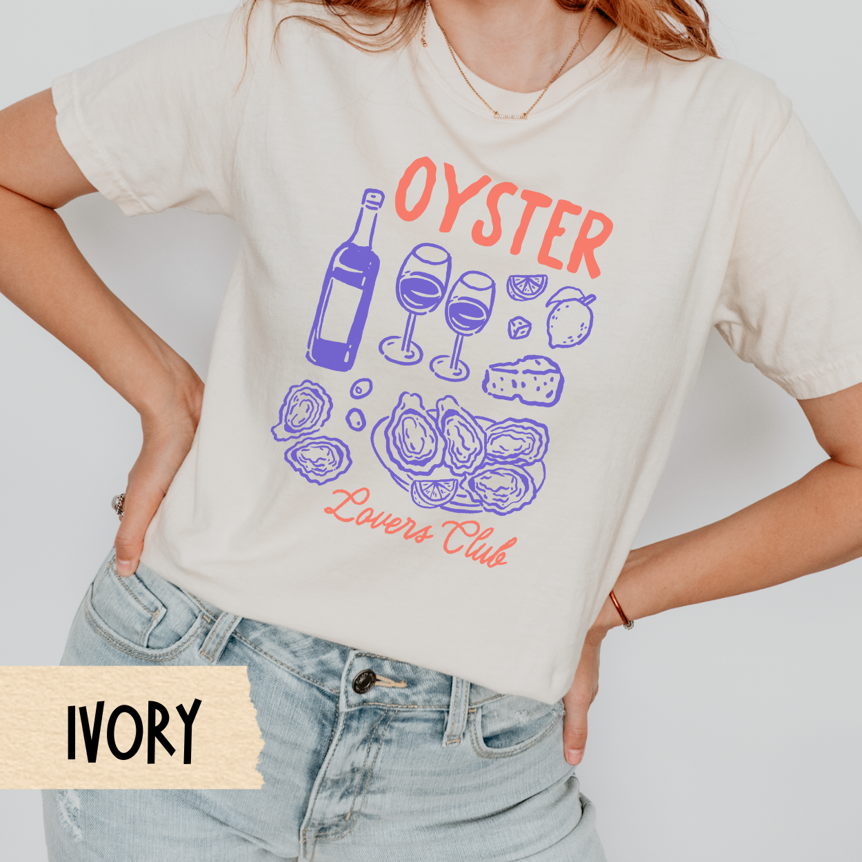 Oyster Wine Shirt, Seafood Lover Tee, Comfort Colors T-Shirt, Coastal Picnic Style, Gourmet Graphic Shirt, Mediterranean Foodie Top