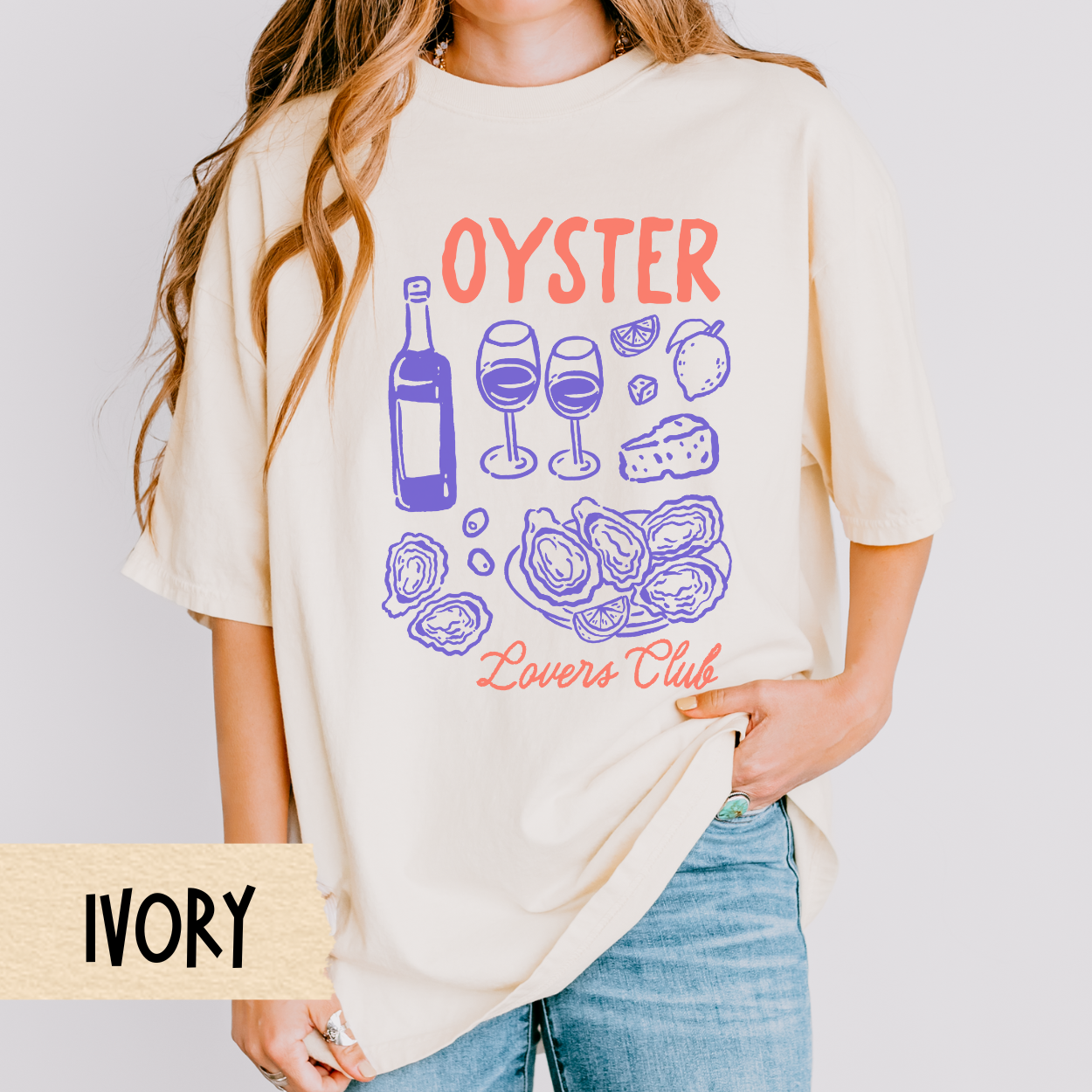 Oyster Wine Shirt, Seafood Lover Tee, Comfort Colors T-Shirt, Coastal Picnic Style, Gourmet Graphic Shirt, Mediterranean Foodie Top