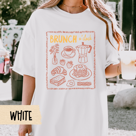 Brunch Shirt, Breakfast Graphic Tee, Comfort Colors T-Shirt, Coffee and Pancakes Top, Croissant Lover Tee, Cute Summer Foodie Outfit