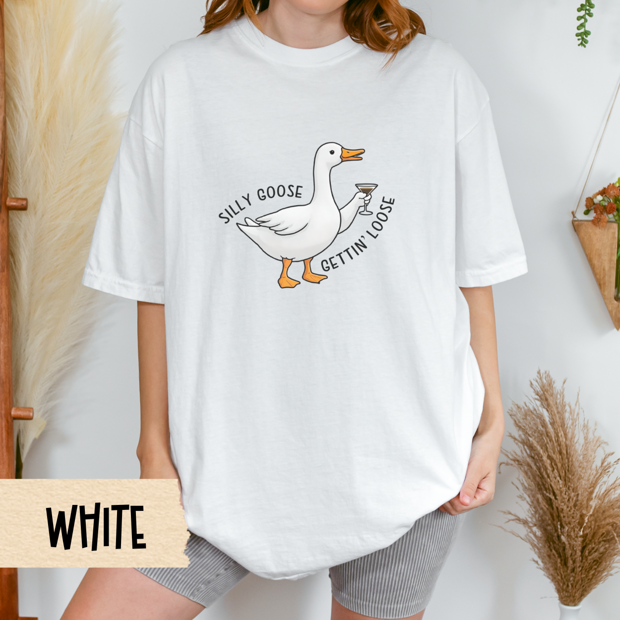 Silly Goose Shirt, Espresso Martini Tee, Funny Duck Graphic T-Shirt, Oversized Cocktail Shirt for Women, Bachelorette Party Gift Idea