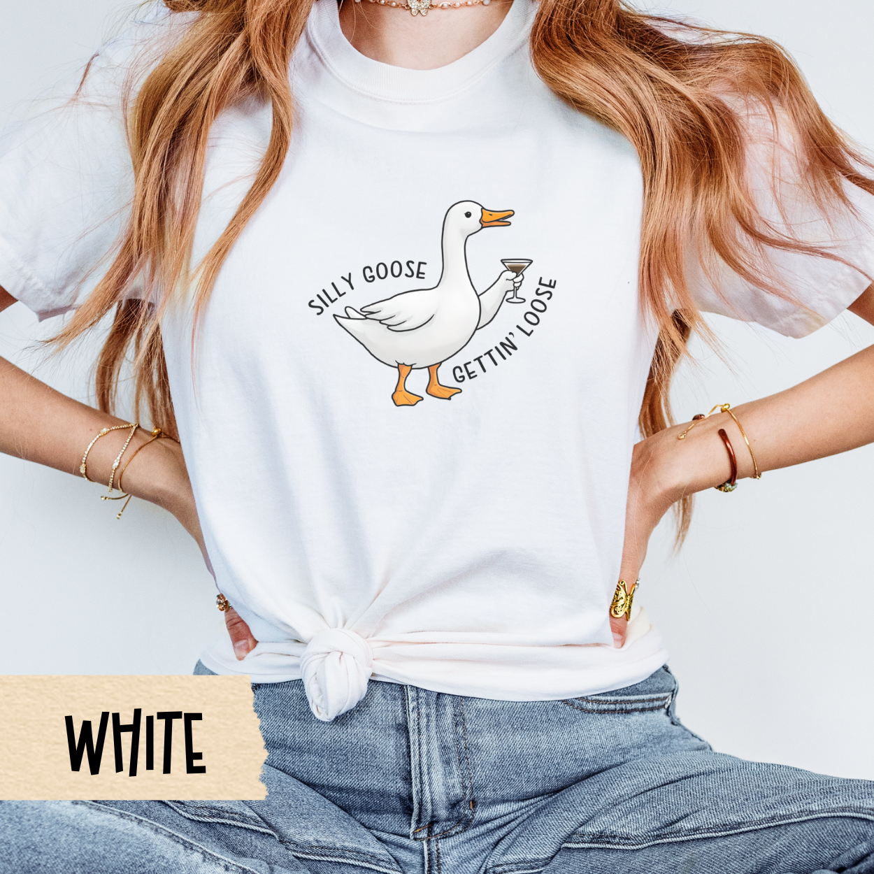 Silly Goose Shirt, Espresso Martini Tee, Funny Duck Graphic T-Shirt, Oversized Cocktail Shirt for Women, Bachelorette Party Gift Idea