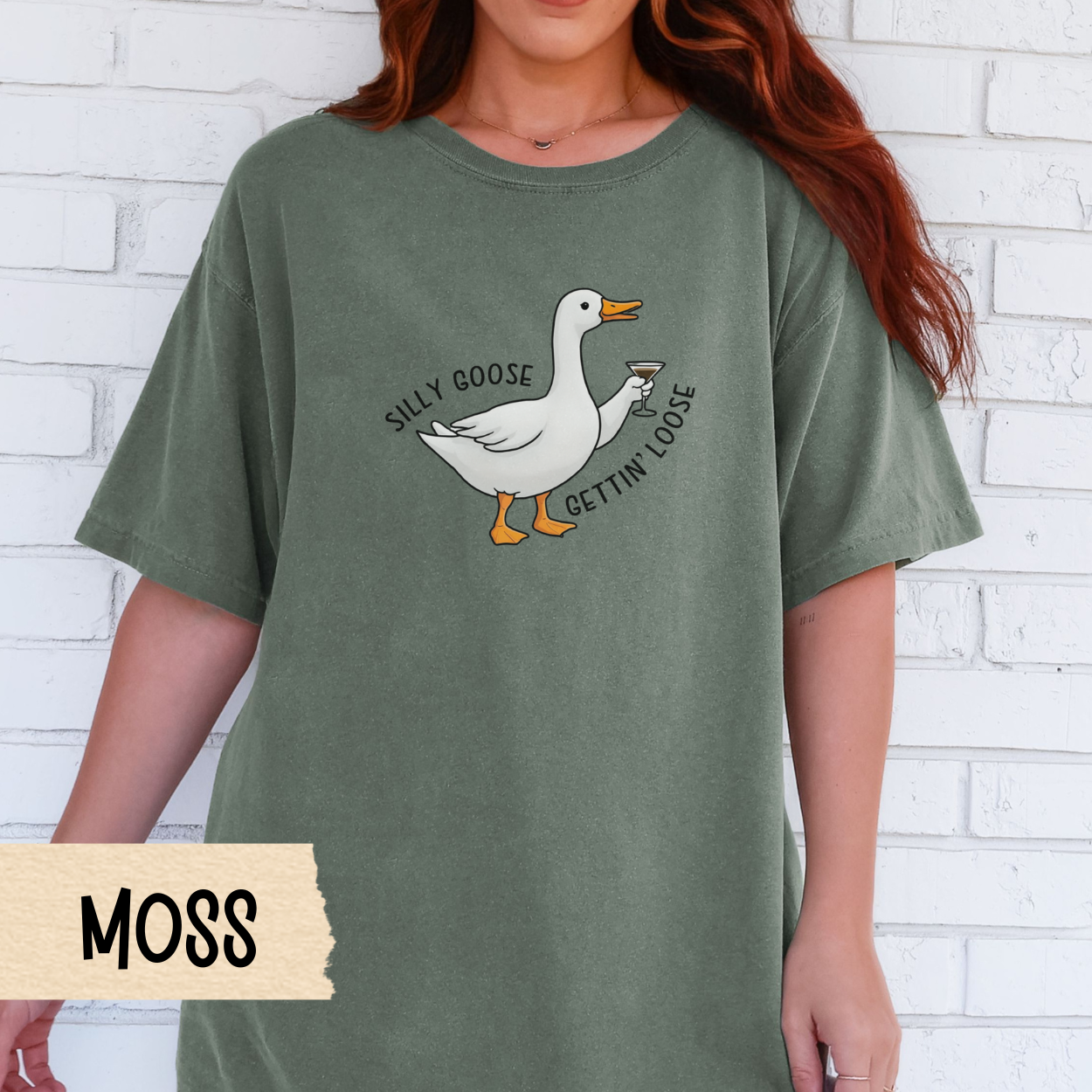 Silly Goose Shirt, Espresso Martini Tee, Funny Duck Graphic T-Shirt, Oversized Cocktail Shirt for Women, Bachelorette Party Gift Idea