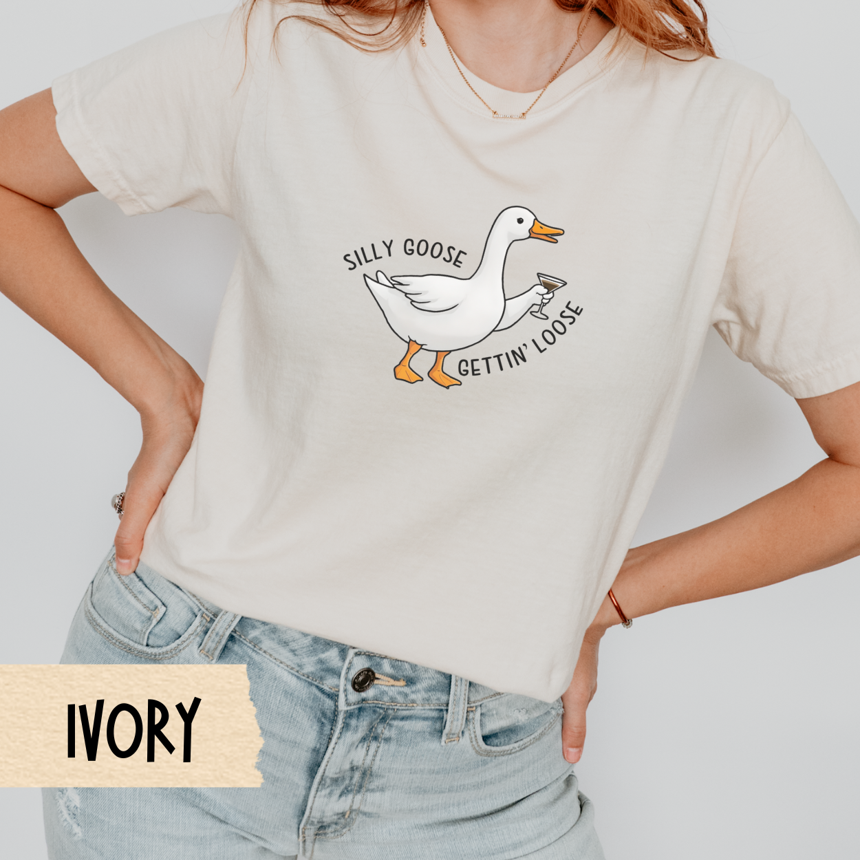 Silly Goose Shirt, Espresso Martini Tee, Funny Duck Graphic T-Shirt, Oversized Cocktail Shirt for Women, Bachelorette Party Gift Idea