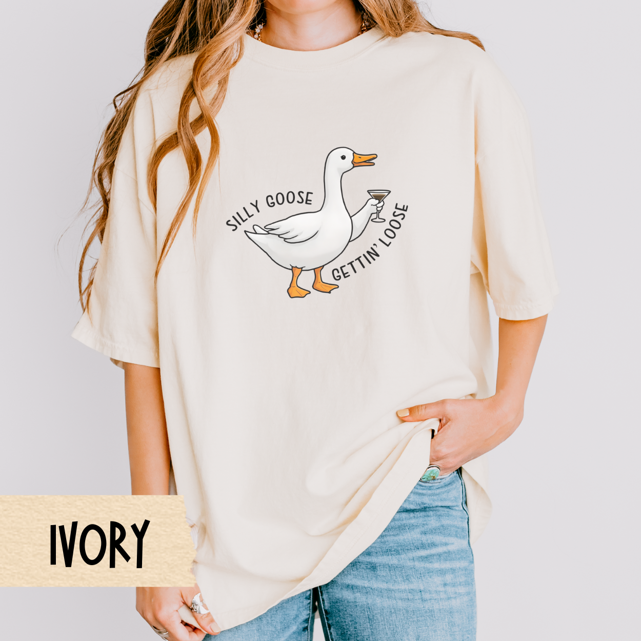 Silly Goose Shirt, Espresso Martini Tee, Funny Duck Graphic T-Shirt, Oversized Cocktail Shirt for Women, Bachelorette Party Gift Idea