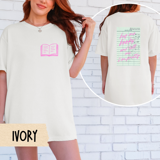 Book Lover Shirt for Women, Buy Me Books Tee, Comfort Colors Library Card Shirt, Cute Reading Graphic Tee, Bookish Gift for Readers