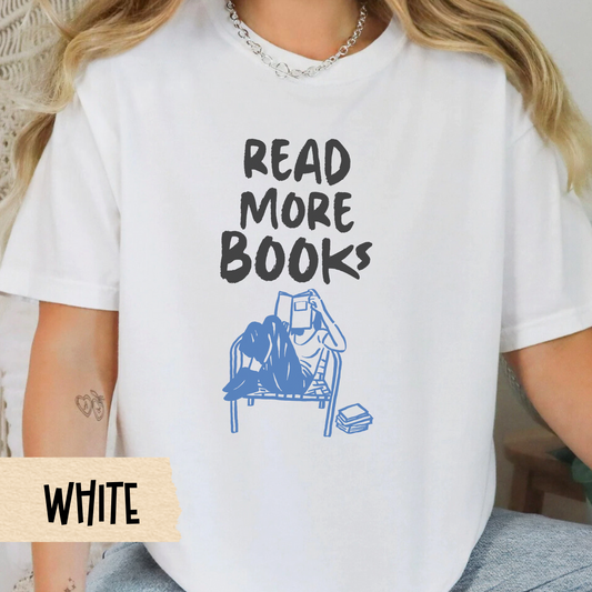 read more books t-shirt for readers, comfort colors bookworm tee, cozy literary graphic shirt, cute minimalist gift for book lovers