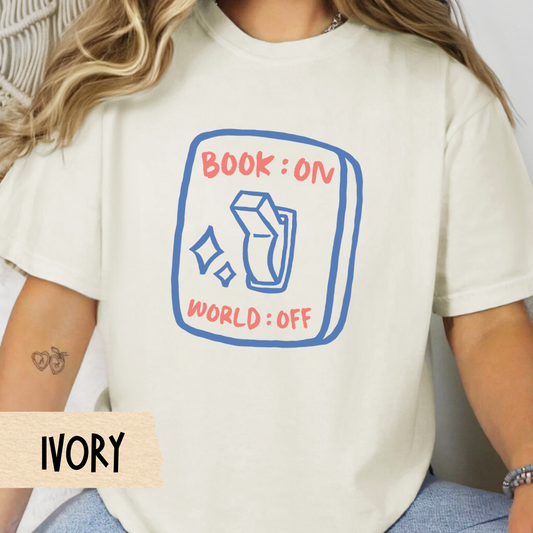 introvert book t-shirt for women, comfort colors aesthetic reader tee, switch off world shirt, cute literary graphic top for bookworms