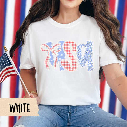 USA Patriotic Graphic Tee, 4th of July Shirt for Women, Red White Blue Summer Top, Vintage Style USA T-Shirt, Comfort Colors Tee, July 4