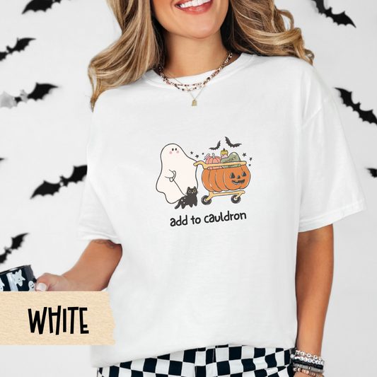 Funny Halloween Shirt for Her, Halloween Decorations, Comfort Colors Tee, Spooky Pumpkin Graphic, Add to Cauldron Top, October Aesthetic