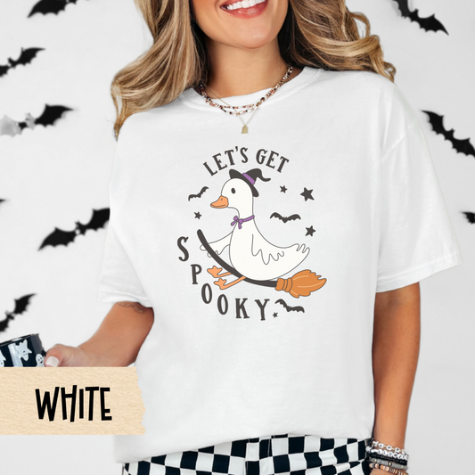Lets Get Spooky, Goose Halloween Shirt, Cute Witch Goose Tee, Funny Fall Shirt, Comfort Colors Halloween T-Shirt, Spooky Season Tee