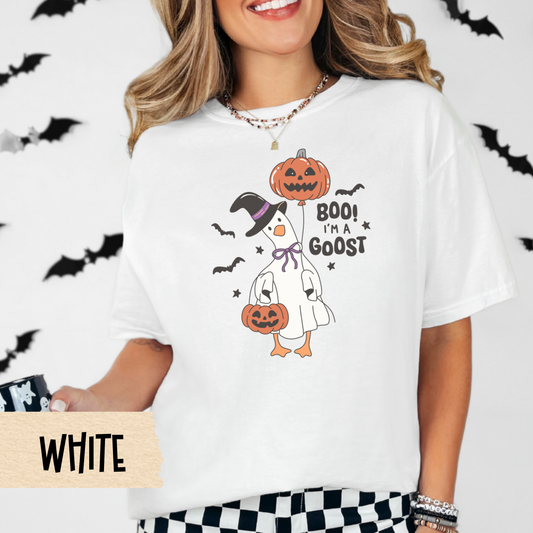 Halloween T-Shirt, Boo Im a Ghost Tee, Funny Ghost Goose Halloween Shirt, Cute Comfort Colors Fall Tee, Spooky Duck Costume Top