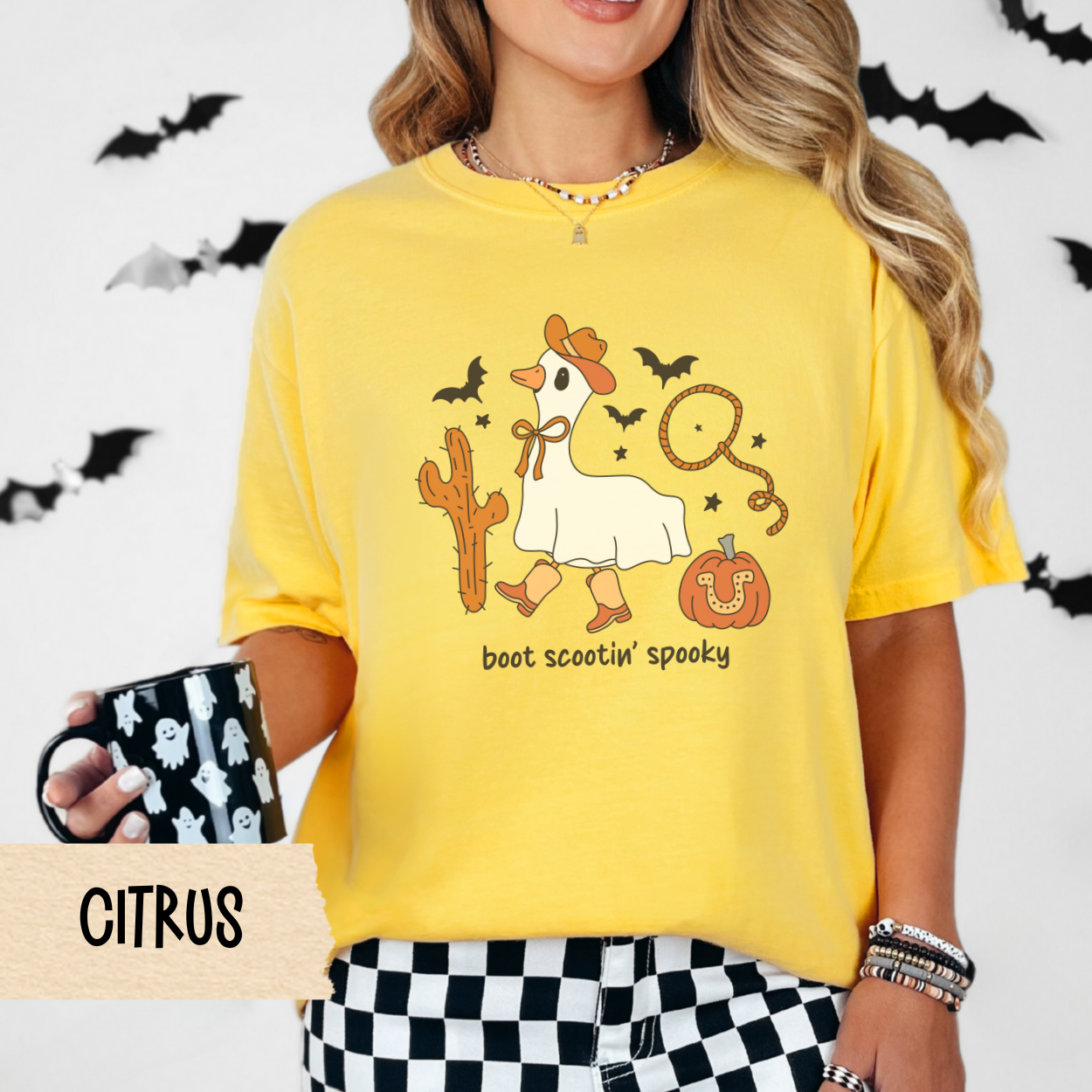 Western Halloween, Spooky Goose Halloween Shirt, Western Ghost Duck Tee, Funny Fall Graphic T-Shirt, Comfort Colors Country Cowgirl Top