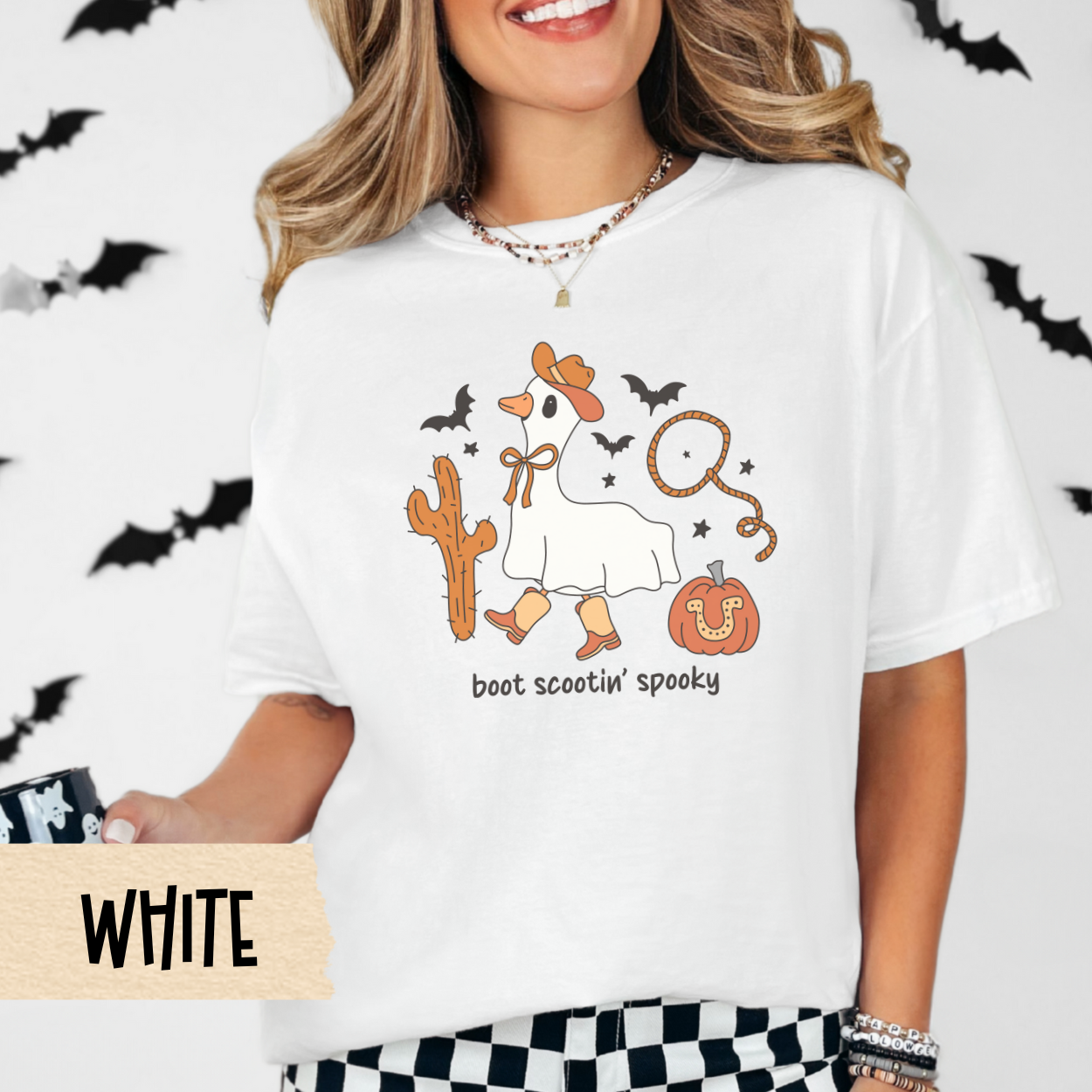 Western Halloween, Spooky Goose Halloween Shirt, Western Ghost Duck Tee, Funny Fall Graphic T-Shirt, Comfort Colors Country Cowgirl Top
