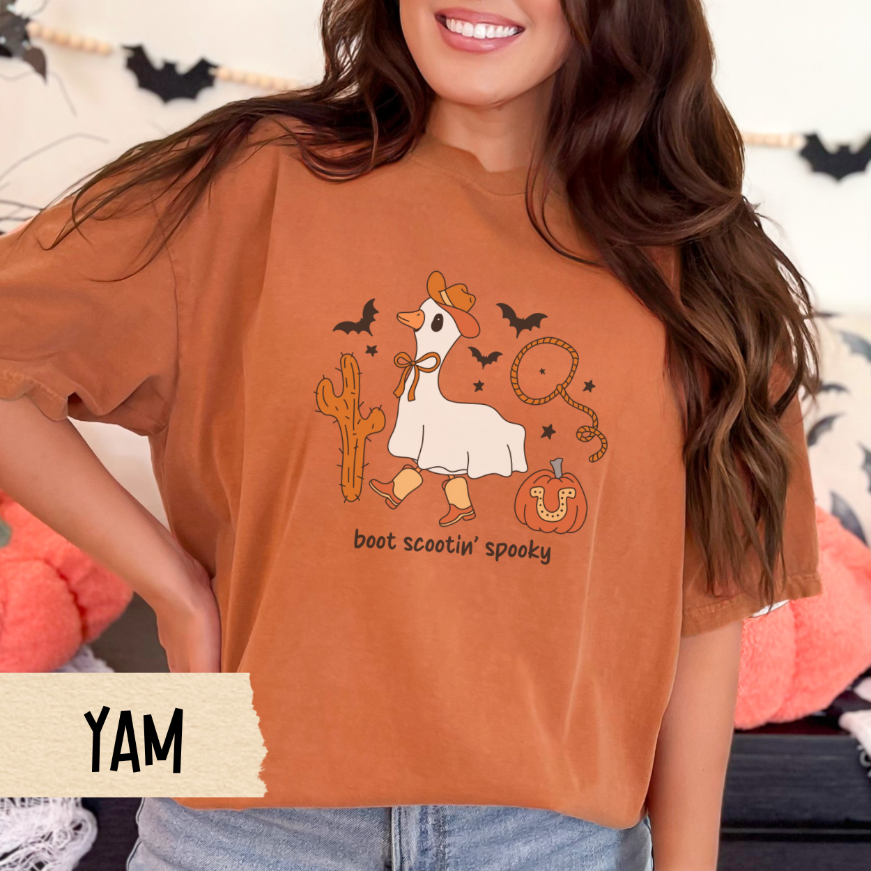 Western Halloween, Spooky Goose Halloween Shirt, Western Ghost Duck Tee, Funny Fall Graphic T-Shirt, Comfort Colors Country Cowgirl Top