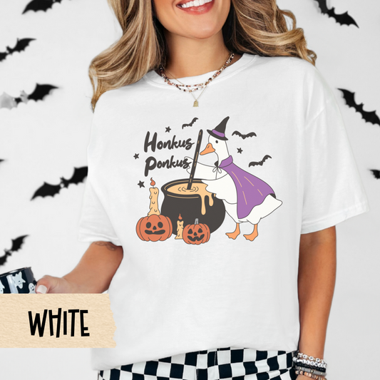 Halloween Shirt for Her, Honkus Ponkus Goose Shirt, Funny Witch Duck T-Shirt, Comfort Colors Halloween Top, Cute Spooky Season Fall Tee
