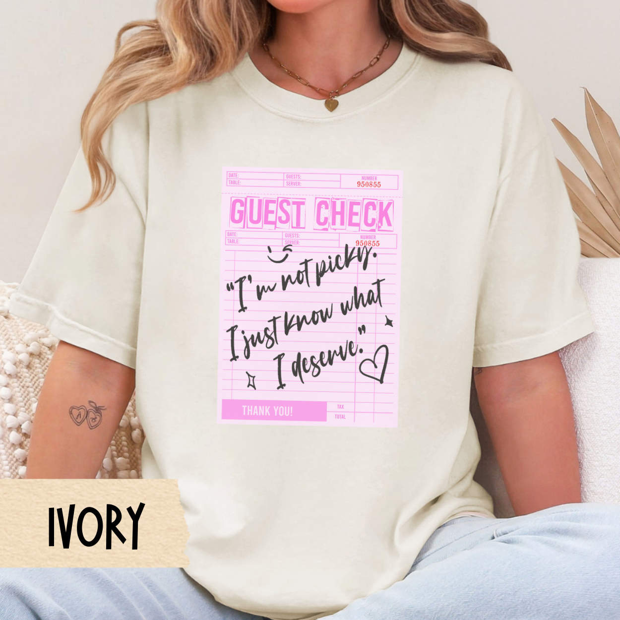 Sassy Comfort Colors Tee, Pink Guest Check Graphic Shirt, Aesthetic Quote T-Shirt for Women, Soft Girl Retro Style Top, Cute Gift Tee