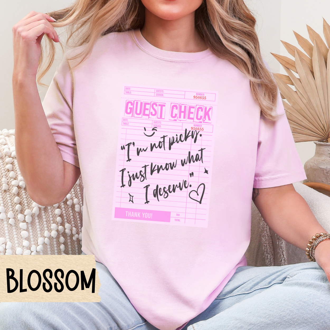 Sassy Comfort Colors Tee, Pink Guest Check Graphic Shirt, Aesthetic Quote T-Shirt for Women, Soft Girl Retro Style Top, Cute Gift Tee