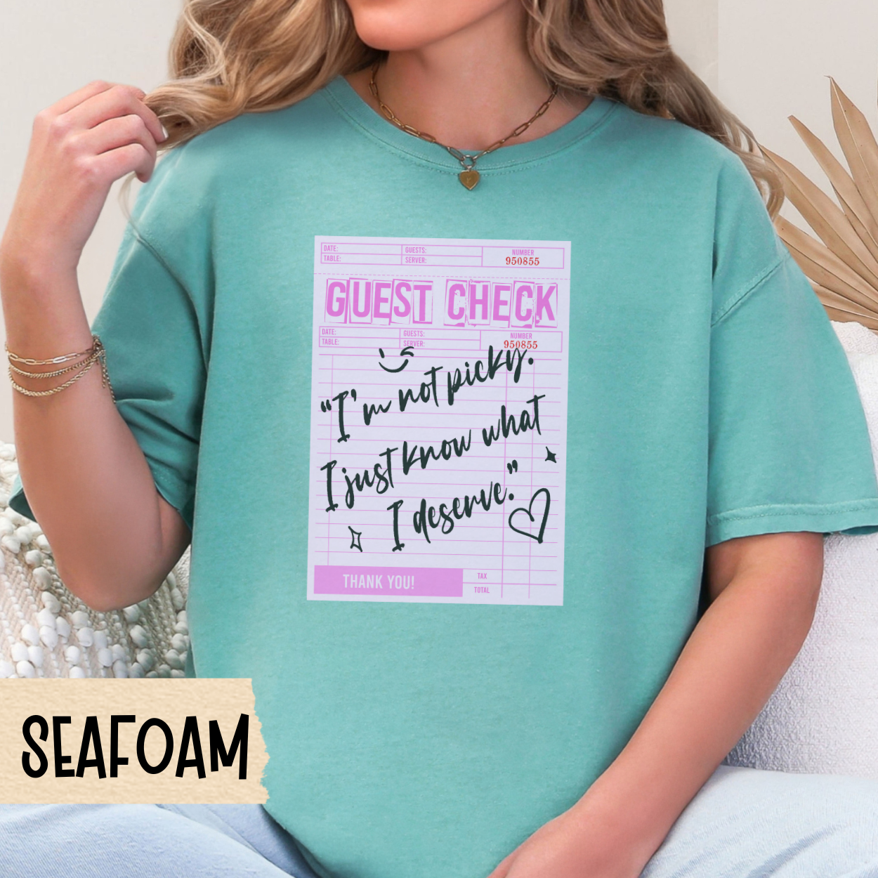 Sassy Comfort Colors Tee, Pink Guest Check Graphic Shirt, Aesthetic Quote T-Shirt for Women, Soft Girl Retro Style Top, Cute Gift Tee