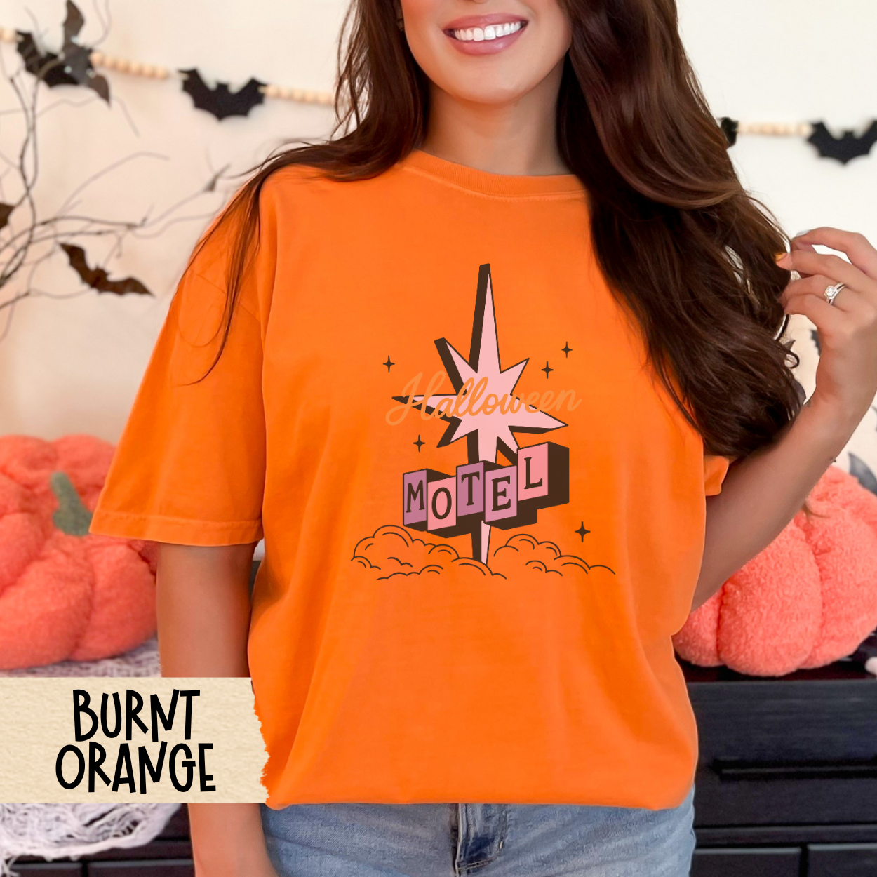 Halloween Motel Shirt, Retro Spooky Season Graphic Tee for Women, Vintage Pastel Halloween Aesthetic T-Shirt, Cute Fall Outfit