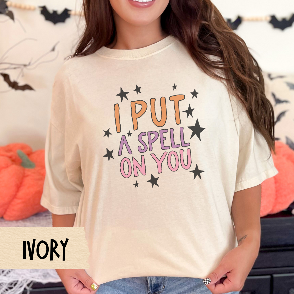 I Put a Spell On You Shirt, Cute Halloween Graphic Tee for Women, Retro Spooky Season Shirt, Witchy Fall Aesthetic T-Shirt, Funny Gift