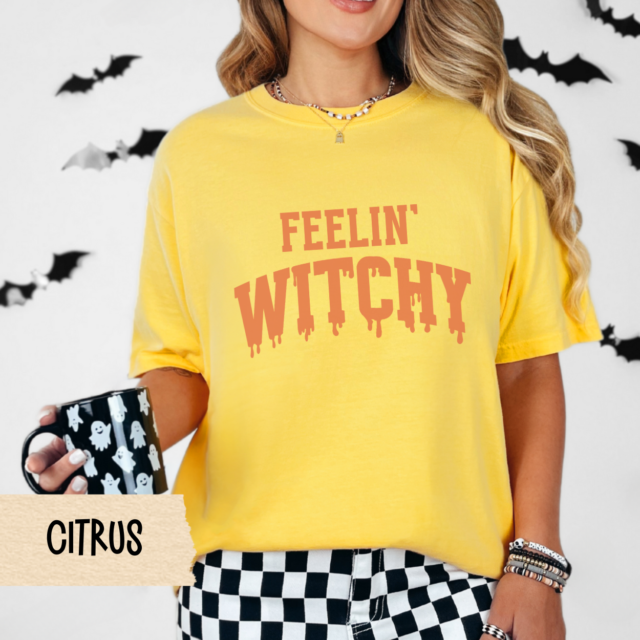 Feelin' Witchy Halloween Shirt, Funny Fall Graphic Tee for Women, Spooky Season Witch Shirt, Cute Retro Halloween Aesthetic T-Shirt