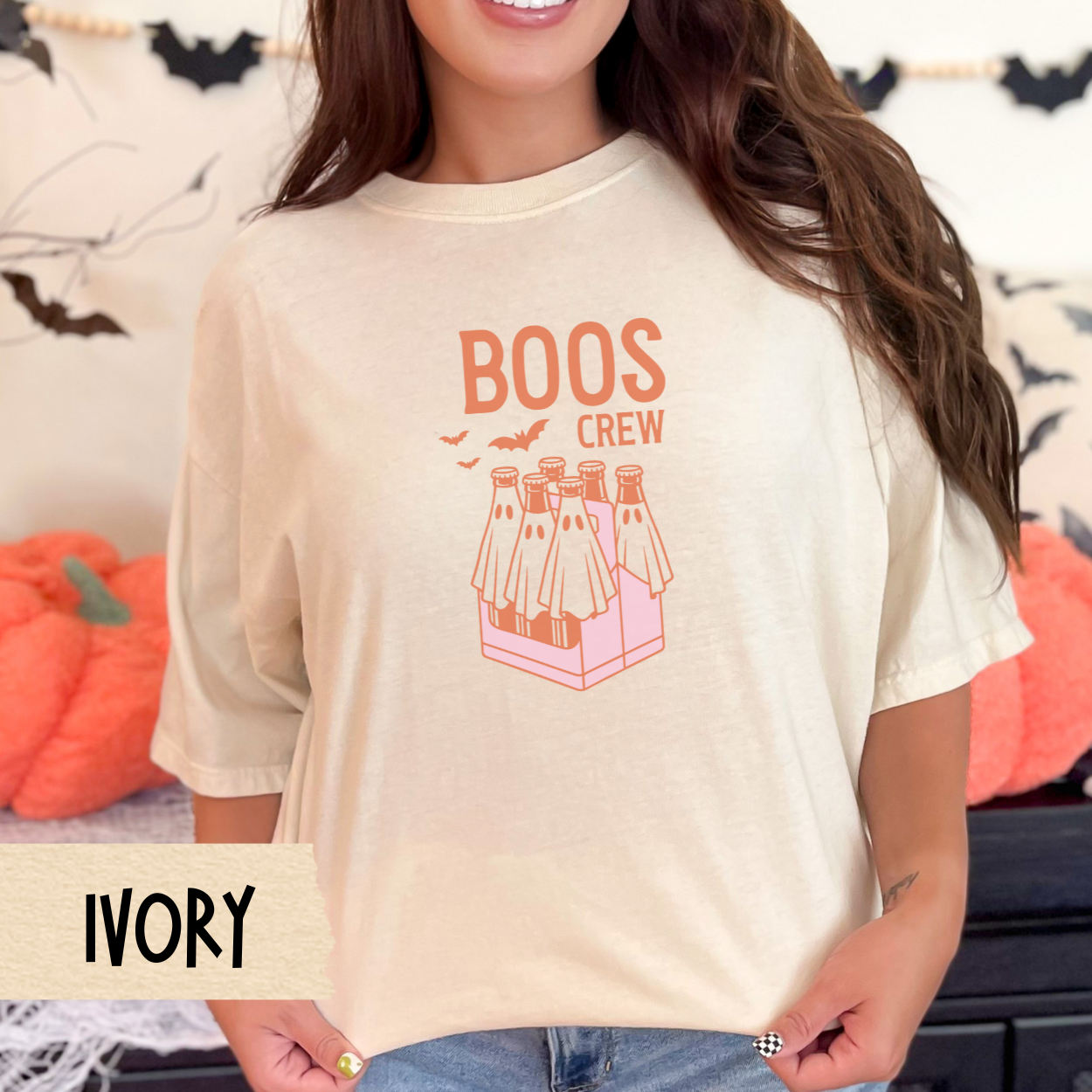 Boos Crew Halloween Shirt, Funny Ghost Graphic Tee, Spooky Season Shirt for Women, Fall Party Shirt, Cute Halloween Aesthetic