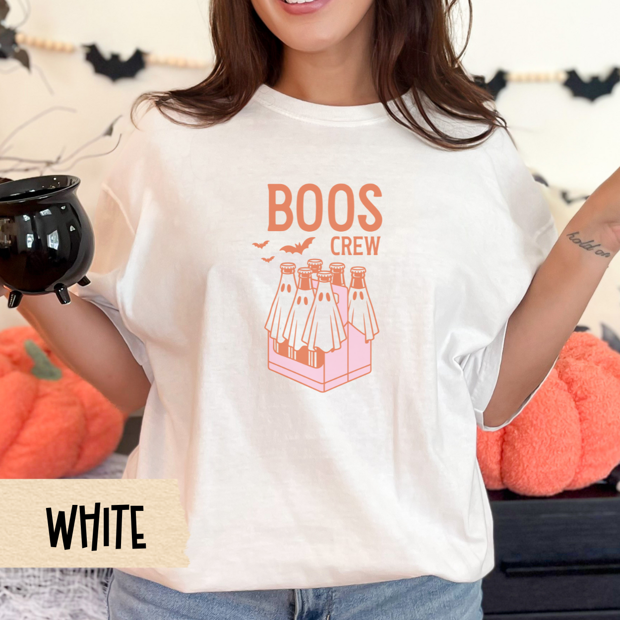 Boos Crew Halloween Shirt, Funny Ghost Graphic Tee, Spooky Season Shirt for Women, Fall Party Shirt, Cute Halloween Aesthetic