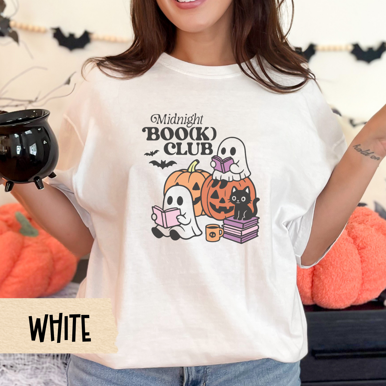 Cute Ghost Reading Halloween Shirt, Comfort Colors Bookish Fall Tee, Spooky Season Shirt for Women, Cozy Pumpkin Aesthetic Top