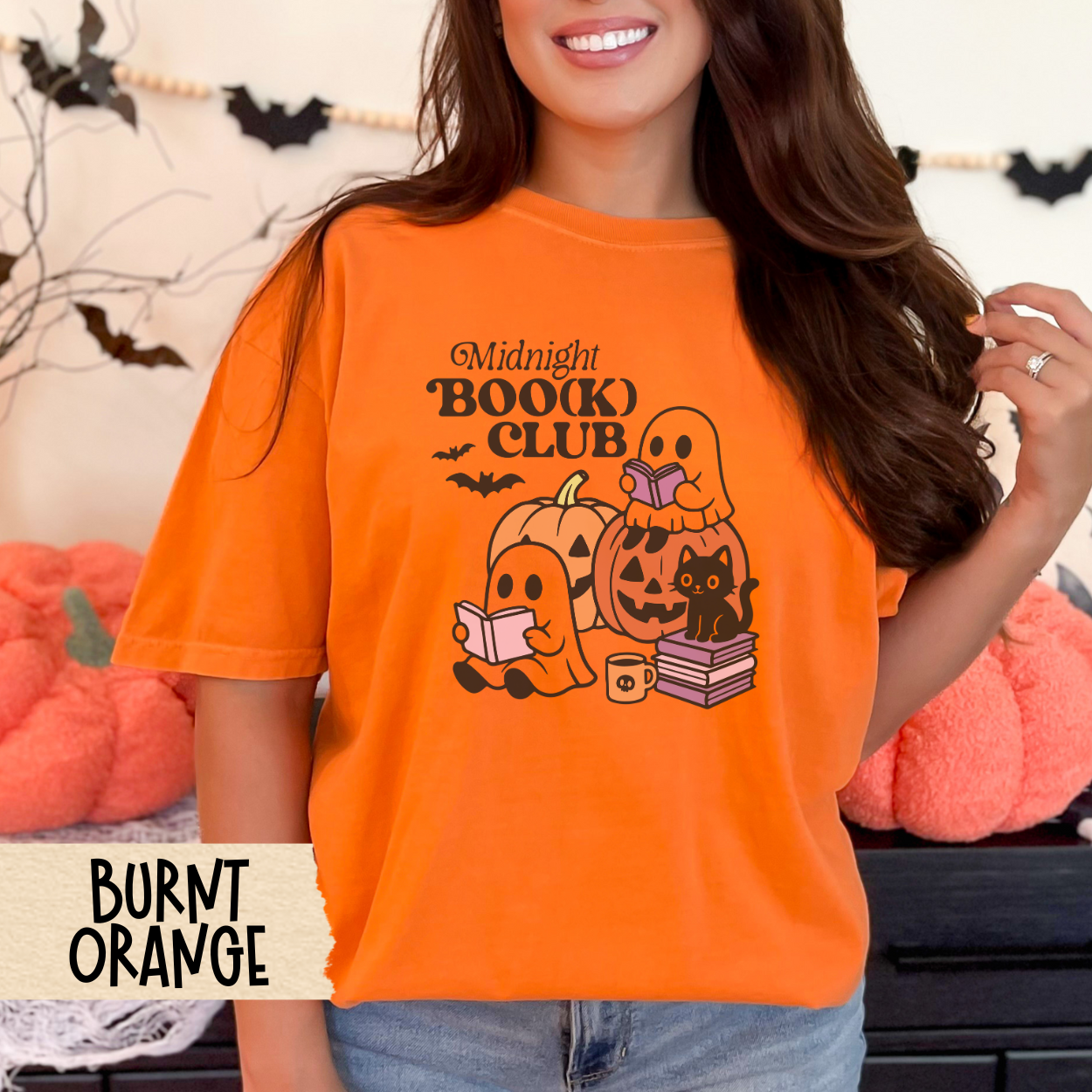 Cute Ghost Reading Halloween Shirt, Comfort Colors Bookish Fall Tee, Spooky Season Shirt for Women, Cozy Pumpkin Aesthetic Top