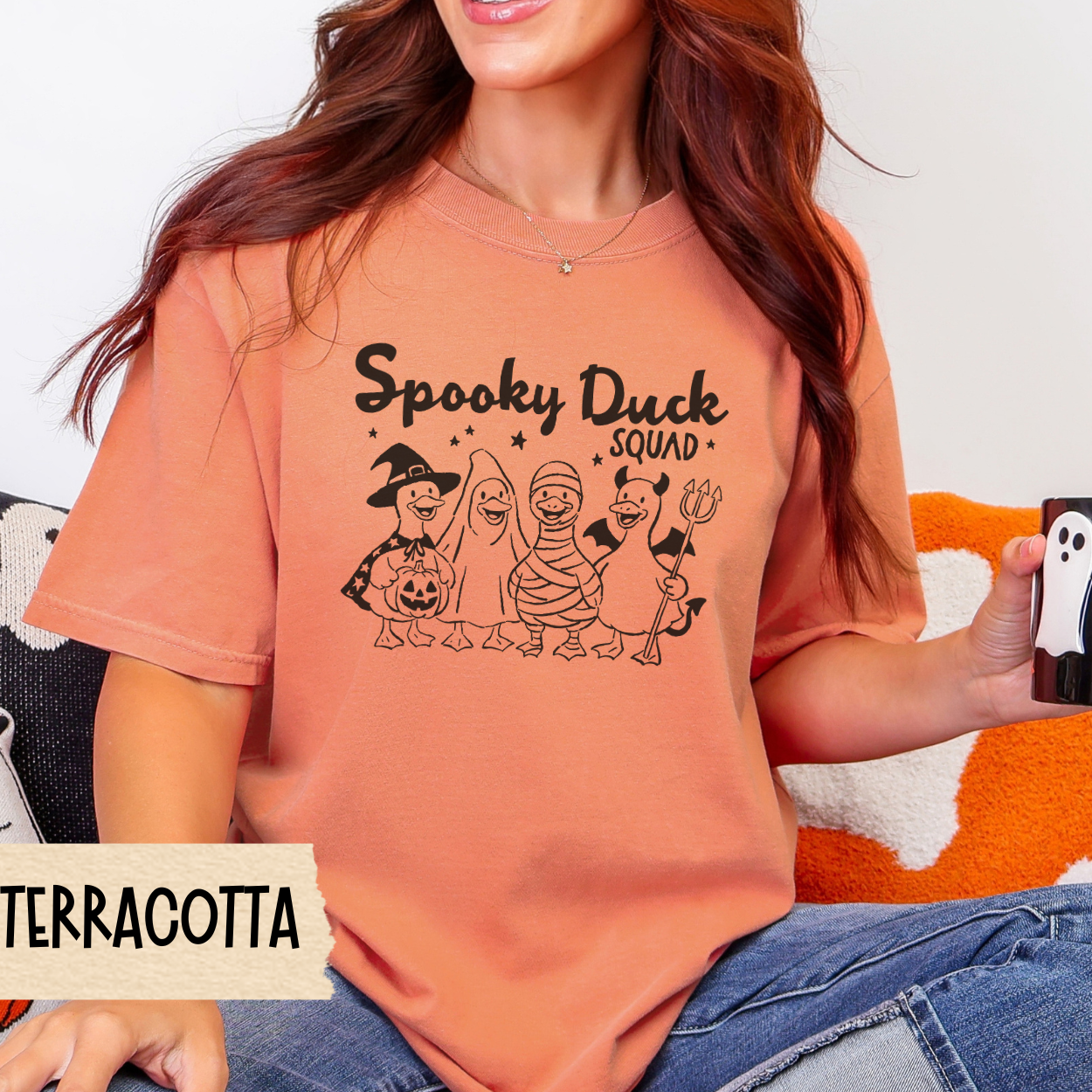 Halloween Shirt, Spooky Duck Squad, Funny Goose Costume Tee, Comfort Colors 1717 Fall Shirt, Witch Ghost Mummy Devil Ducks