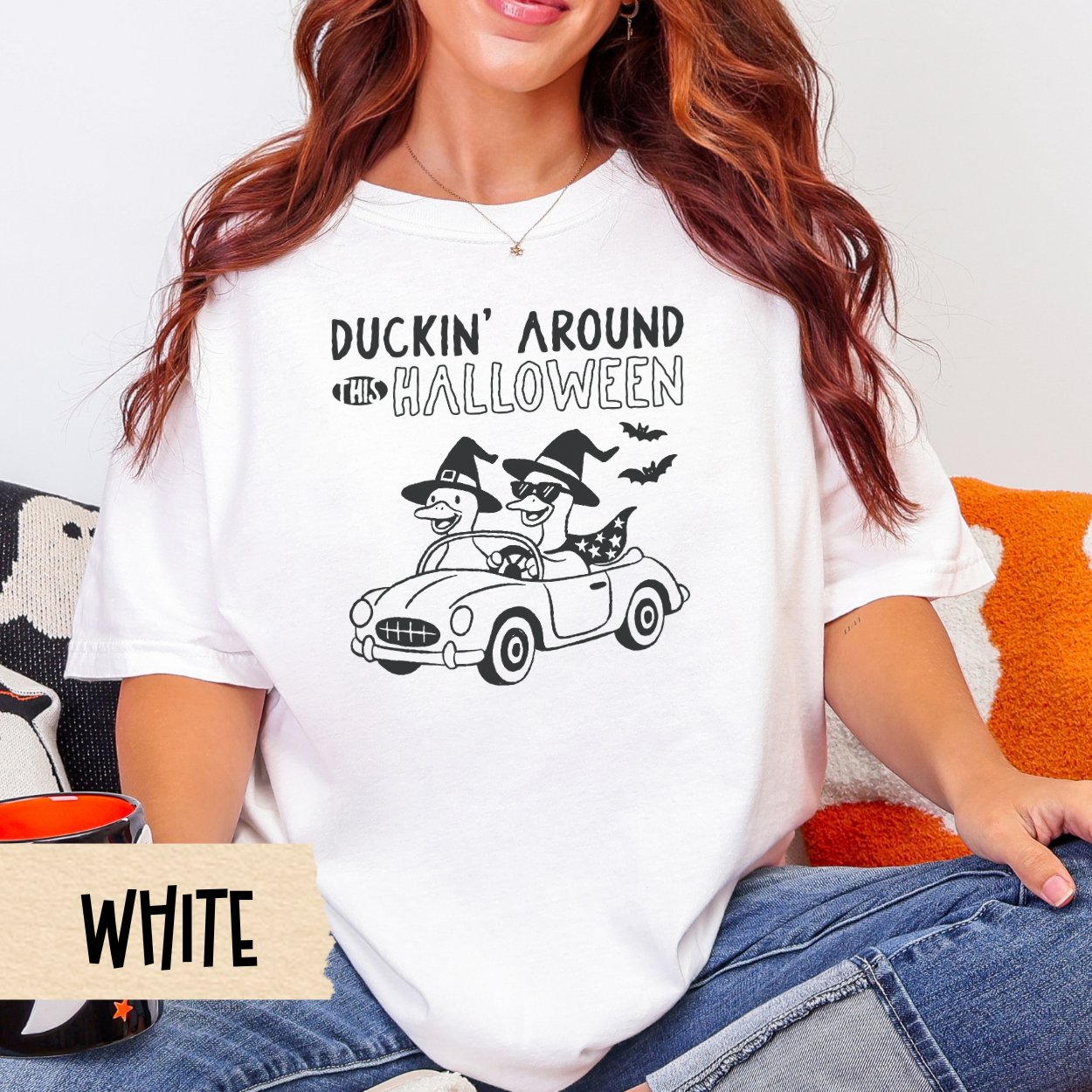 Halloween Shirt, Duckin Around This Halloween, Funny Goose Witch Shirt, Comfort Colors 1717 Tee, Cute Duck Graphic Fall Shirt