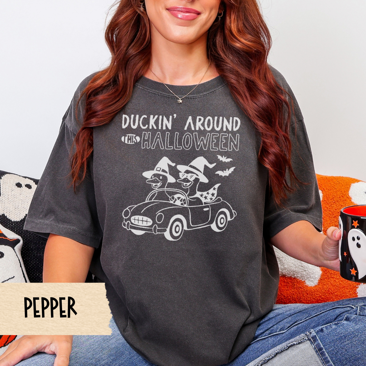 Halloween Shirt, Duckin Around This Halloween, Funny Goose Witch Shirt, Comfort Colors 1717 Tee, Cute Duck Graphic Fall Shirt