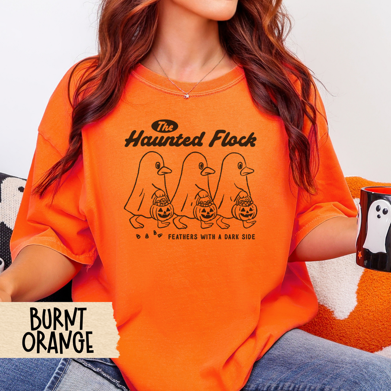 Halloween Tee, Haunted Flock Ghost Ducks, Funny Comfort Colors 1717 Tee, Duck Trick or Treat Shirt, Spooky Fall Graphic Tee